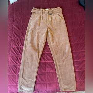 SO Women’s Brown Corduroy High Rise Pants with Belt